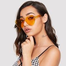 Romwe Heart Shaped Lens Rimless Sunglasses