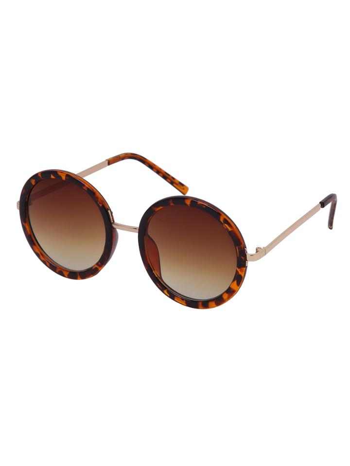 Romwe Leopard Frame Round Sunglasses