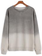 Romwe Round Neck Ombre Grey Sweatshirt
