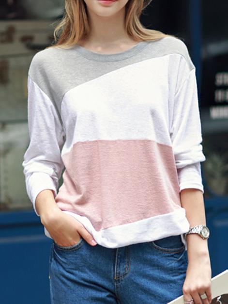 Romwe Dropped Shoulder Seam Color-block T-shirt