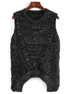 Romwe Asymmetrical Black Sweater Vest