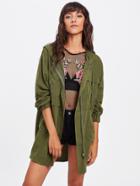 Romwe Drawstring Neckline Hooded Jacket