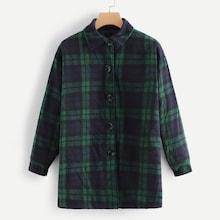 Romwe Plaid Button Coat