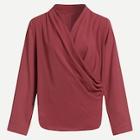 Romwe V Neck Ruched Solid Blouse