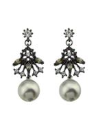 Romwe Rhinestone Gray Simulated-pearl Hanging Earrings