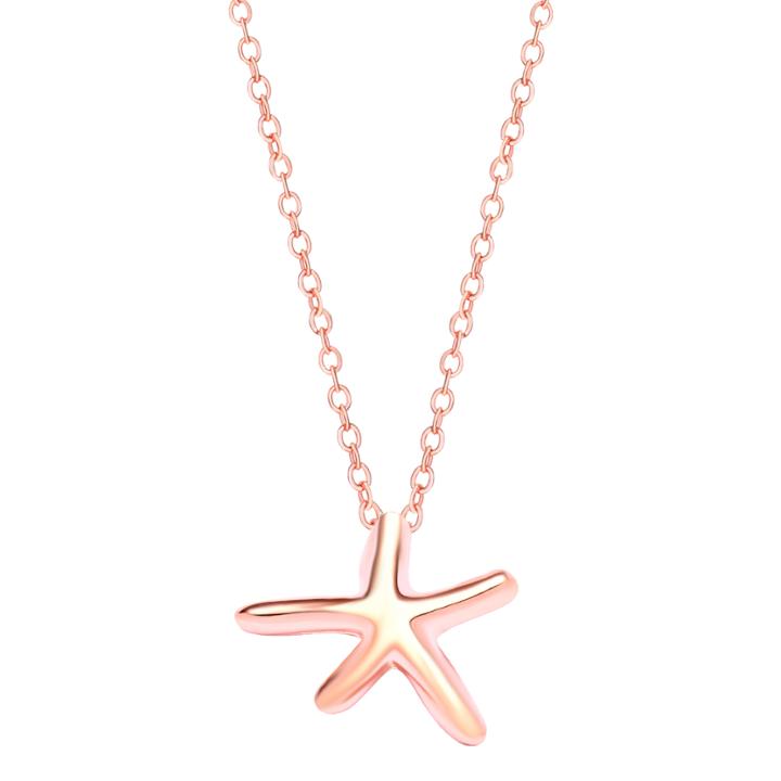 Romwe Rose Pink Plated Starfish Pendant Necklace