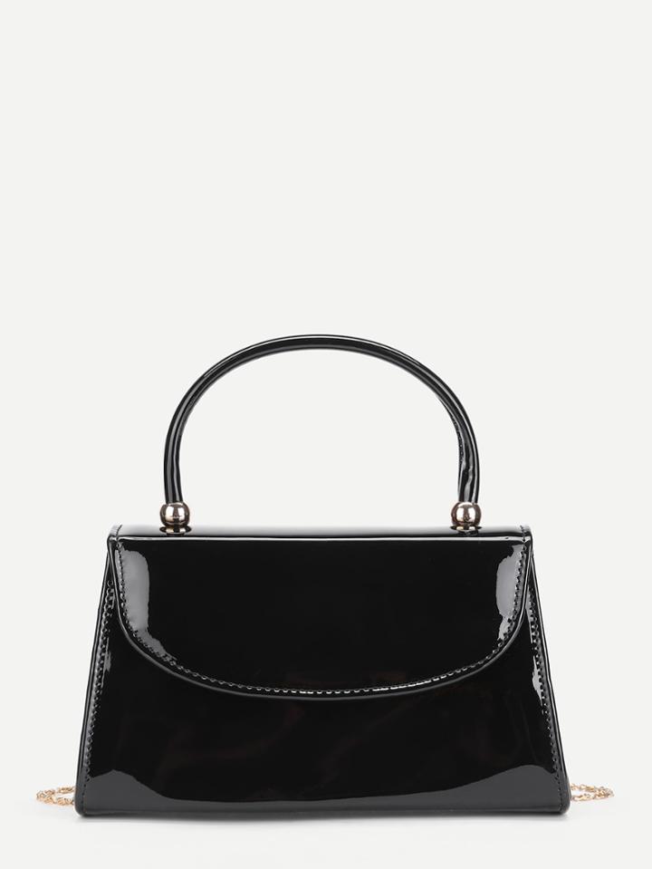 Romwe Flap Pu Chain Shoulder Bag
