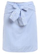 Romwe Sleeve-tie Vertical Striped Skirt
