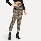Romwe Leopard Self Tie Waist Pants