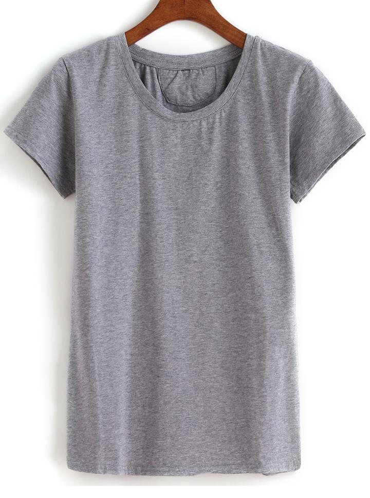 Romwe With Rivet Grey T-shirt
