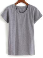 Romwe With Rivet Grey T-shirt