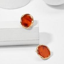 Romwe Two Tone Twist Detail Stud Earrings
