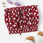 Romwe Plus Polka Dot Knot Shirred Tube Top
