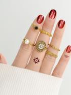 Romwe At-gold Simple Pearl Ring  6-pieces Set