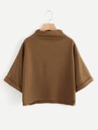 Romwe Mock Neck High Low Cuffed T-shirt