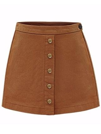 Romwe Single Breasted A-line Skirt