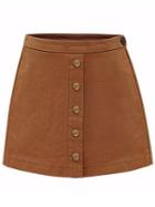 Romwe Single Breasted A-line Skirt