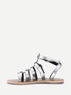 Romwe Silver Caged Open Toe Gladiators Sandals