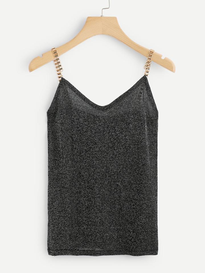 Romwe V Neckline Chain Cami Top