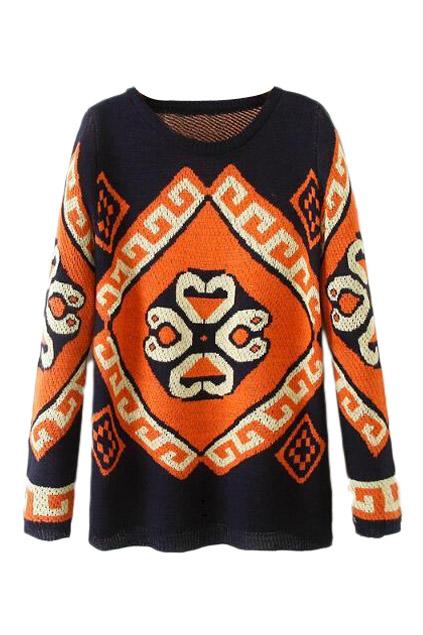 Romwe Floral Knitted Loose Jumper