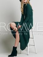 Romwe Dark Green Long Sleeve Backless Rockabilly Peasant Maxi Dress