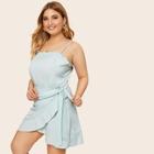Romwe Plus Frill Cami Dress With Wrap Skirt