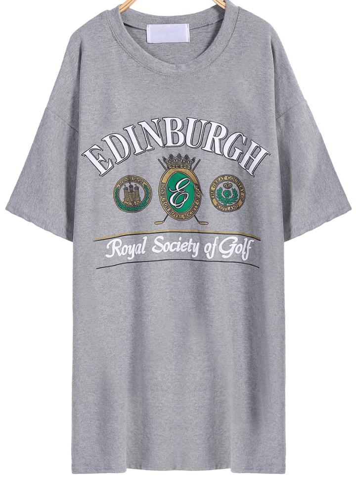 Romwe Seal Letters Print T-shirt