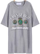 Romwe Seal Letters Print T-shirt