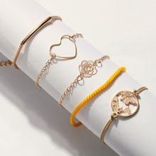 Romwe Open Heart & Earth Bracelet 5pcs