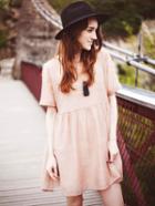 Romwe Apricot Crew Neck High Waist Dress