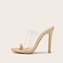 Romwe Toe Ring Transparent Heeled Mules