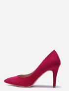 Romwe Hot Pink Faux Suede Pointed Toe Pumps