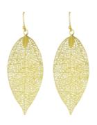 Romwe Fashion Gold Plated Hollow Out Big Leaf Earrings