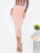 Romwe Below The Knee Hemline Fitted Skirt