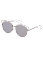 Romwe Metallic Frame Silver Lenses Cat Eye Sunglasses