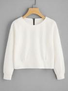 Romwe Zip Back Textured Sweatshirt