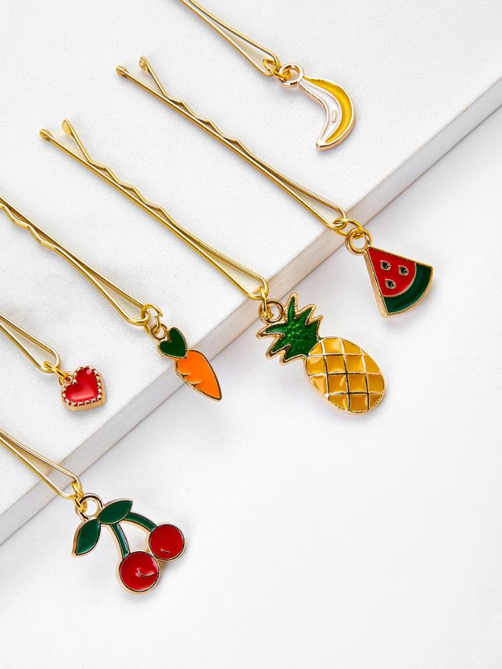 Romwe Cartoon Charm Hair Clip 6pcs