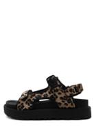 Romwe Leopard Print Peep Toe Thick-soled Velcro Sandals