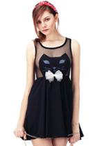 Romwe Romwe Cat Face Black Dress