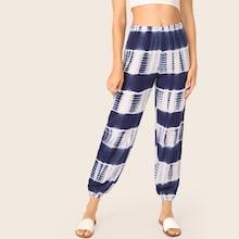 Romwe Tie Dye Elastic Waist Lantern Pants