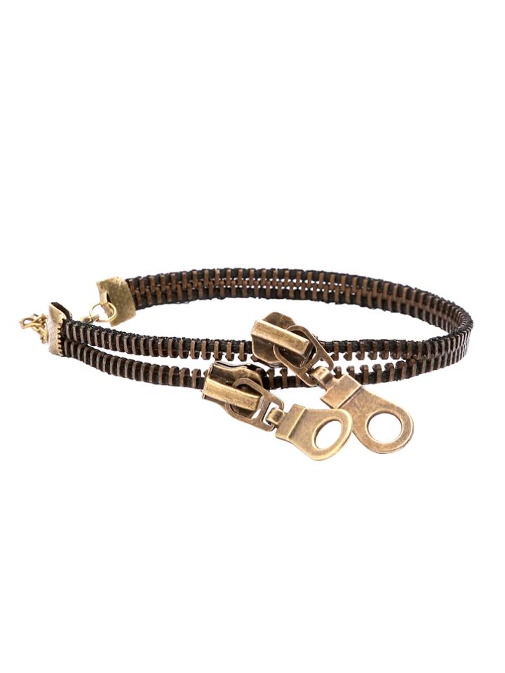 Romwe Dark Blonde Double Vintage Zip Anklet