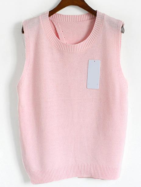 Romwe Slit Back Knit Pink Sweater