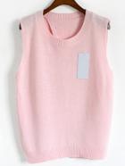 Romwe Slit Back Knit Pink Sweater