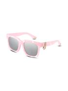 Romwe Pink Frame Gold Trim Sunglasses