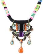 Romwe Multicolor Gemstone Pendant Necklace