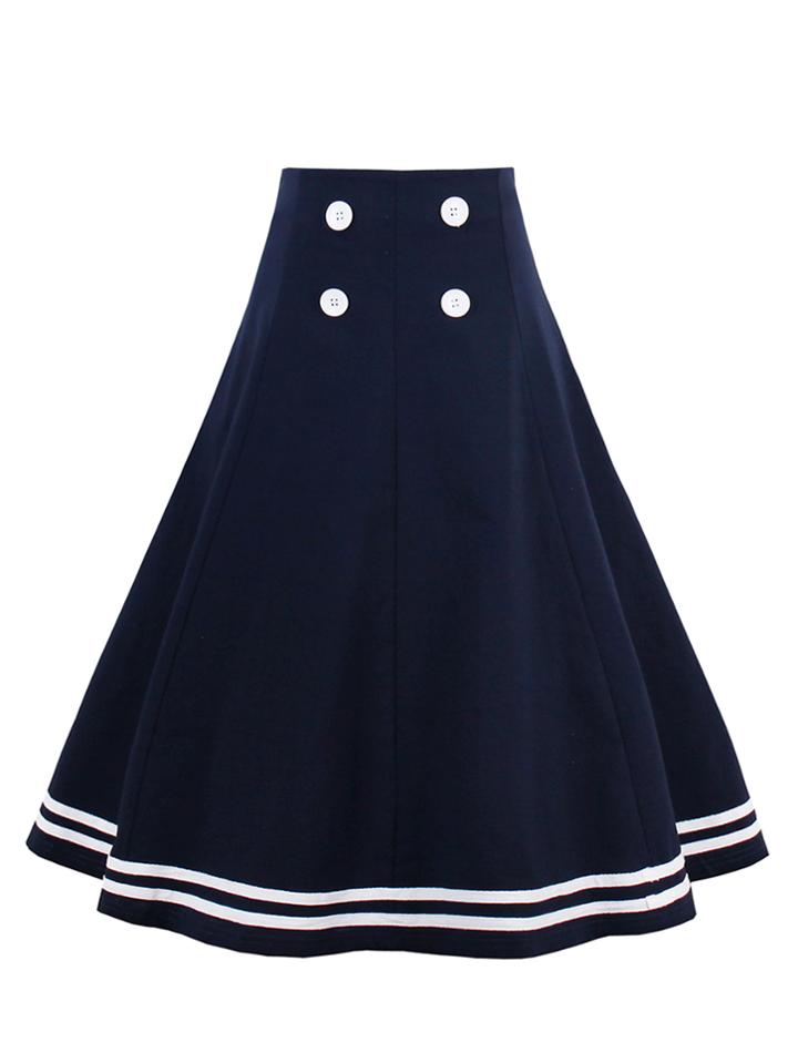Romwe Tape Detail Double Button Skirt