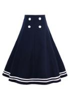 Romwe Tape Detail Double Button Skirt
