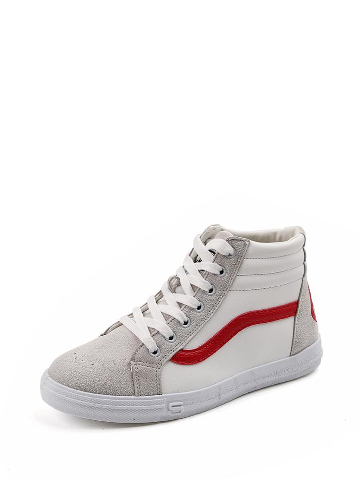 Romwe Varsity Pattern Lace Up Pu Sneakers
