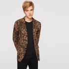 Romwe Guys Leopard Print Notch Collar Blazer