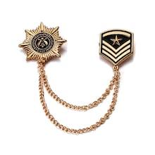 Romwe Medal Design Collar Clip Chain Brooch